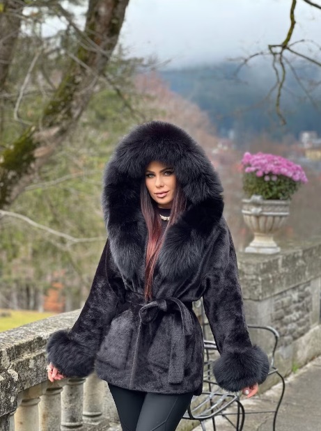Black Winter Coat With Fur Hood | Best Faux Fur Hood And Cuffs - Afghan ...