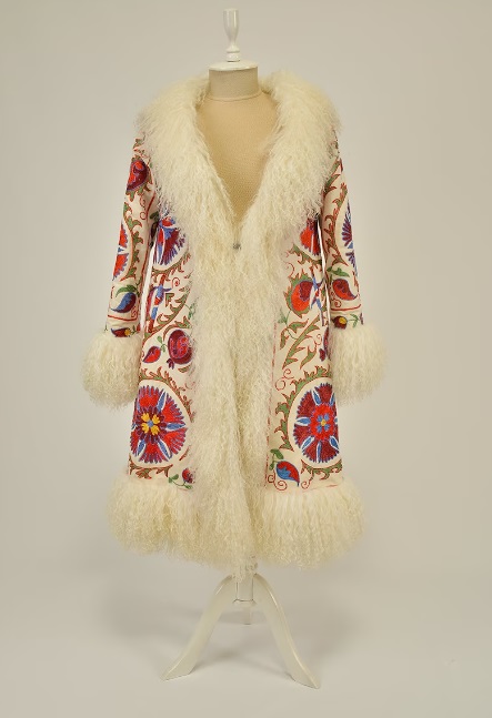 Suzani Embroidered Shearling Trimmed Coat Vintage Coat 