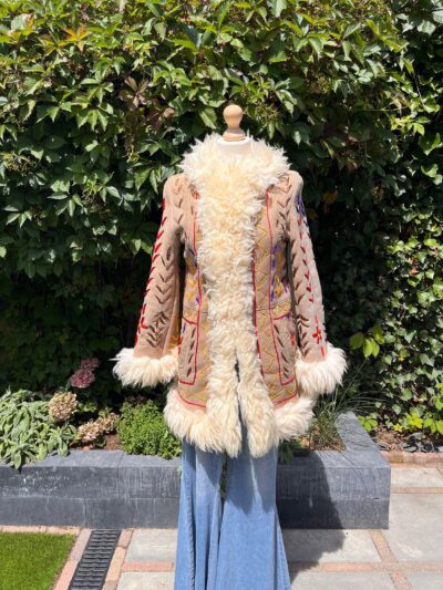 Embroidered Shearling Afghan Coat