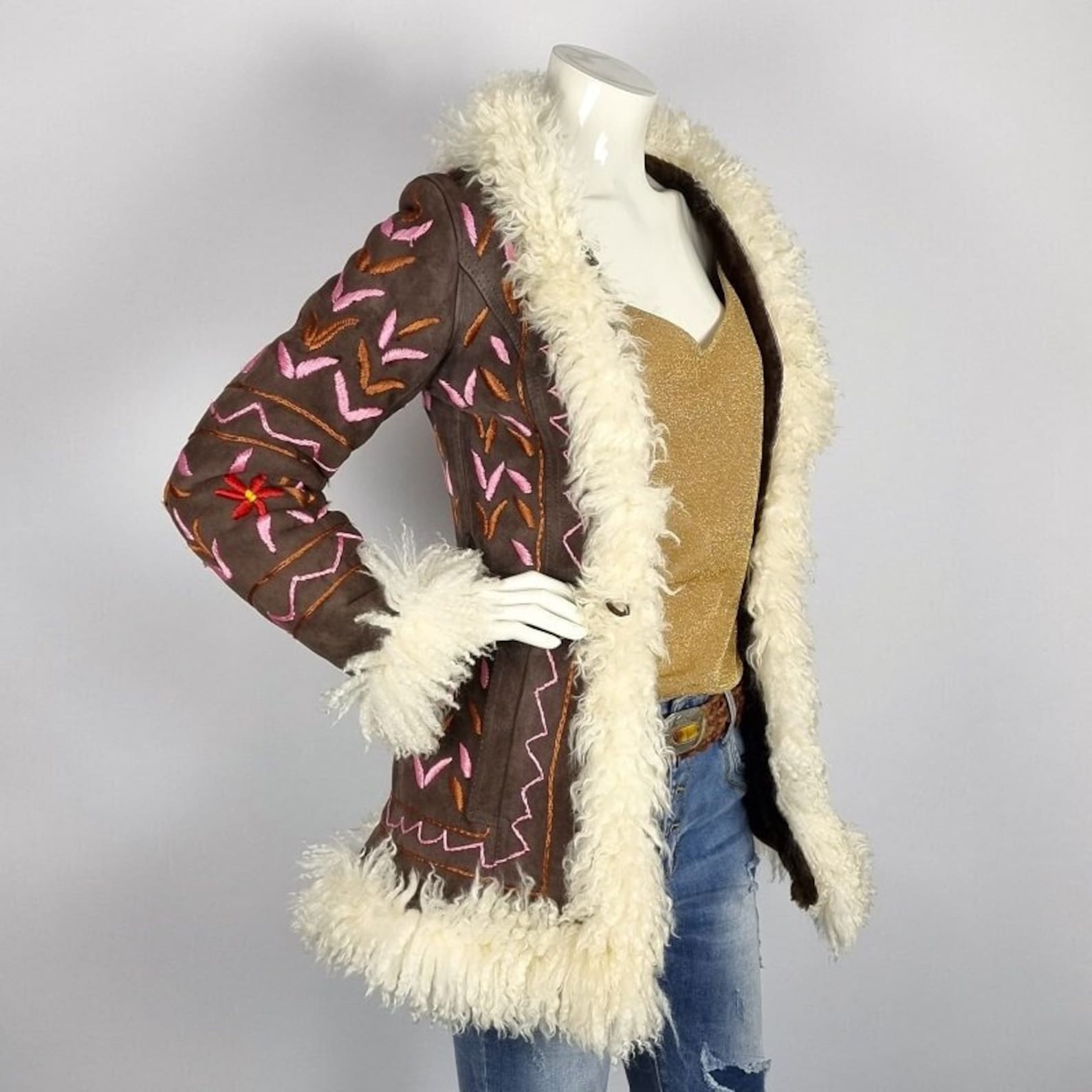 Afghan Embroidered Sheepskin Coat