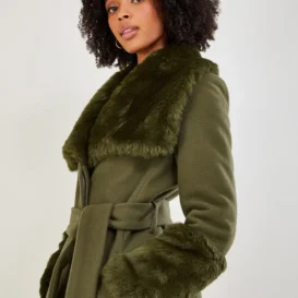 Womens Fur Trim Coat