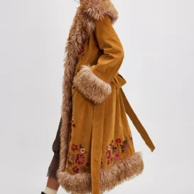 Free People Vegan Afghan Coat Embroidered