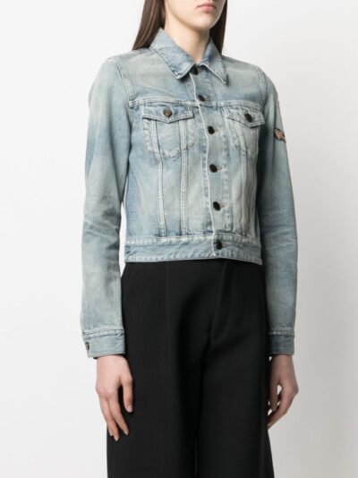 Denim Crop Top Waist Coat Ysl